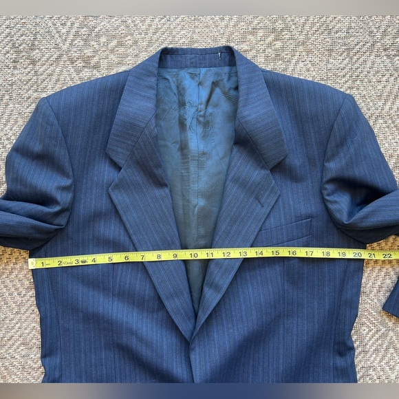 Yves Saint Laurent Vintage YSL Navy Blue Striped Wool Blazer Mens Sport Coat - Picture 2 of 7
